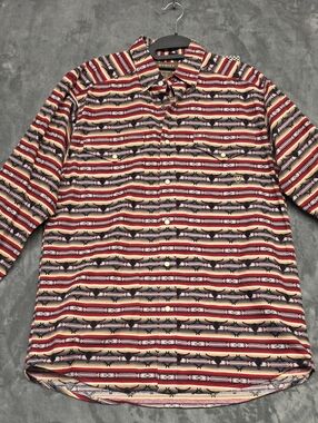 Ariat Mens Western Shirt Red, Black & Tan Sz Med